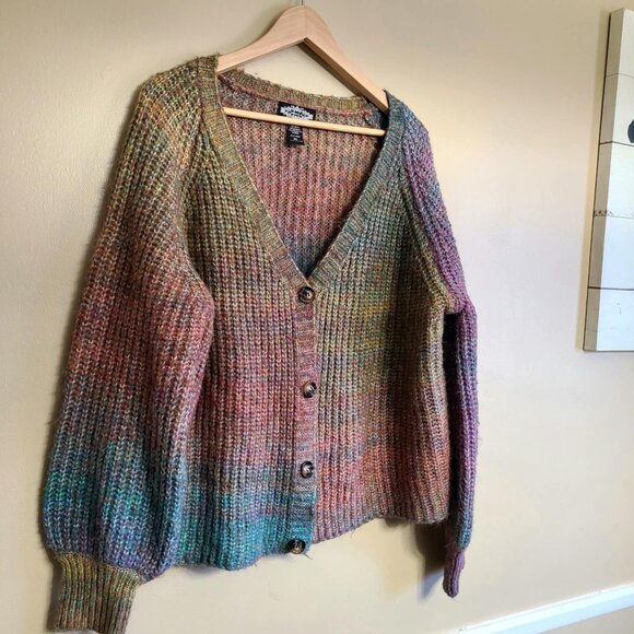 Anthropologie Oliver .O Womens Cardigan Sweater Multicolor Soft Stripes XL - Picture 2 of 6